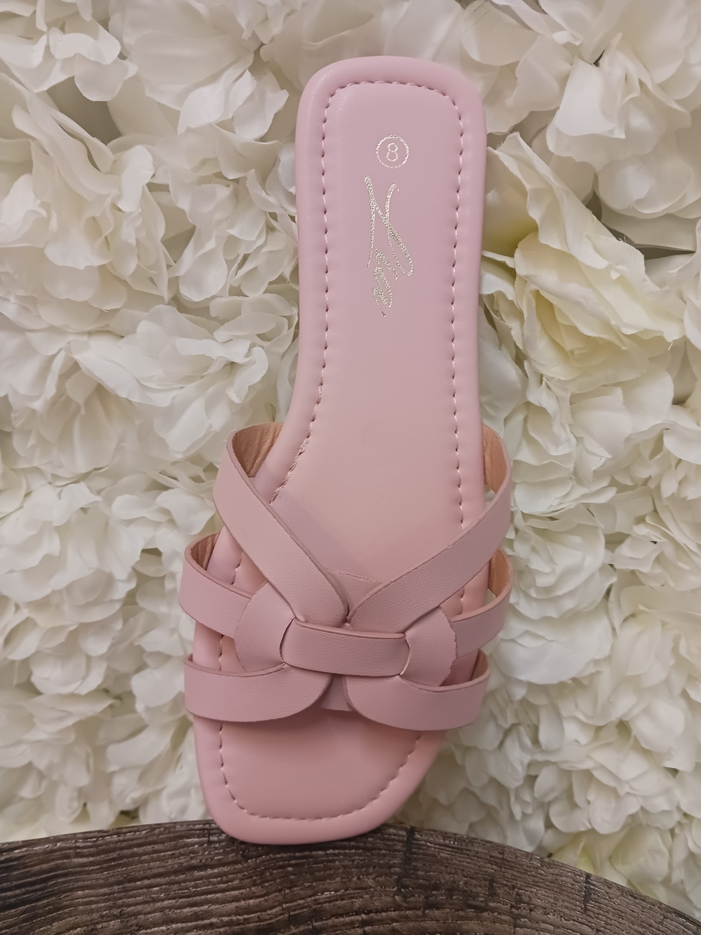 Women's Pink Braided Slide Sandals